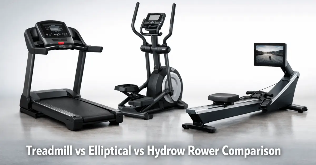 Treadmill, Elliptical, and Hydrow Rower