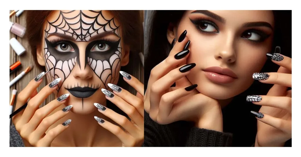 Spider Web Halloween Nails CureVigor