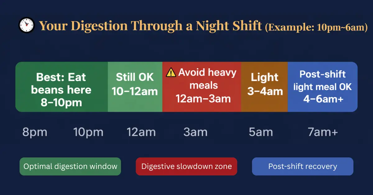 Bean Digestion Through a Night Shift